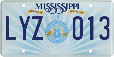 MS license plate LYZ013