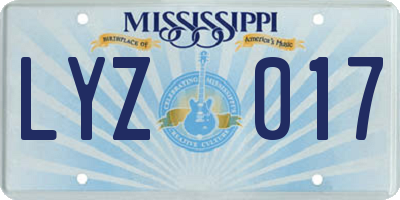 MS license plate LYZ017