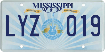MS license plate LYZ019