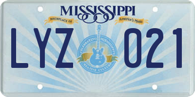 MS license plate LYZ021