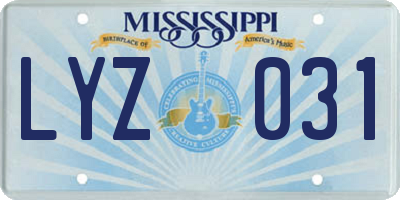 MS license plate LYZ031