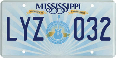 MS license plate LYZ032