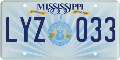 MS license plate LYZ033