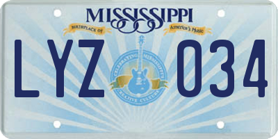 MS license plate LYZ034