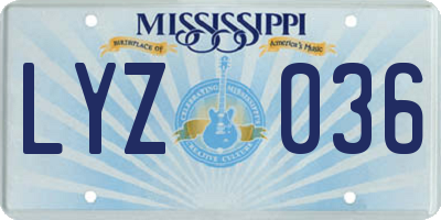 MS license plate LYZ036