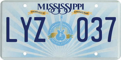 MS license plate LYZ037