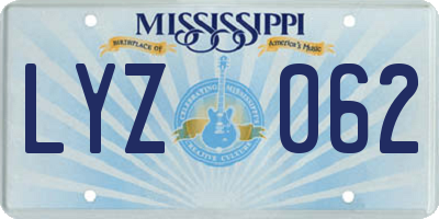 MS license plate LYZ062