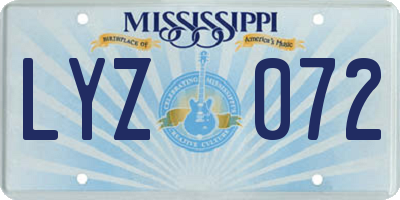 MS license plate LYZ072