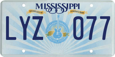 MS license plate LYZ077