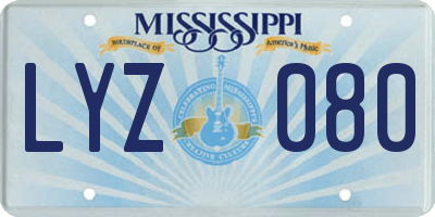 MS license plate LYZ080