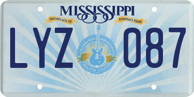 MS license plate LYZ087