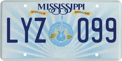 MS license plate LYZ099