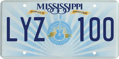 MS license plate LYZ100