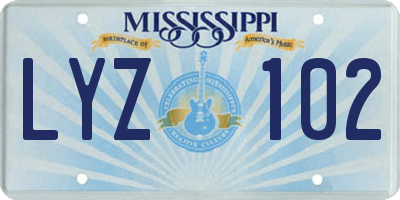 MS license plate LYZ102