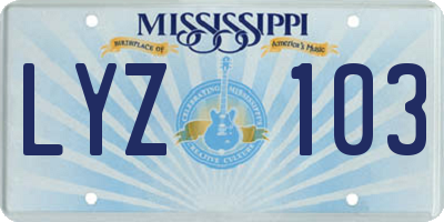 MS license plate LYZ103
