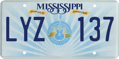 MS license plate LYZ137