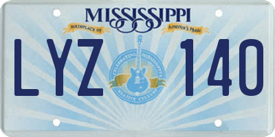 MS license plate LYZ140