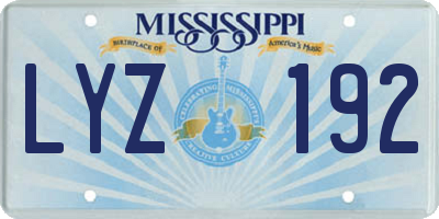 MS license plate LYZ192