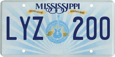 MS license plate LYZ200