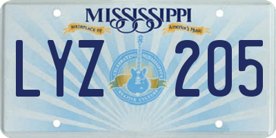 MS license plate LYZ205