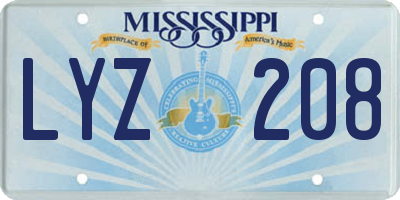 MS license plate LYZ208