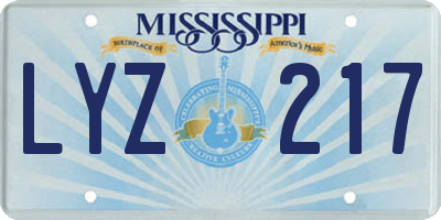 MS license plate LYZ217