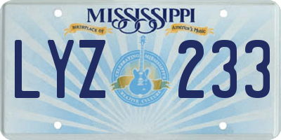 MS license plate LYZ233