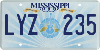 MS license plate LYZ235