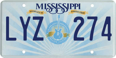 MS license plate LYZ274