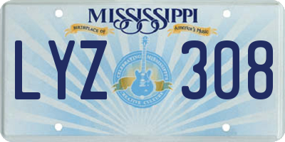 MS license plate LYZ308