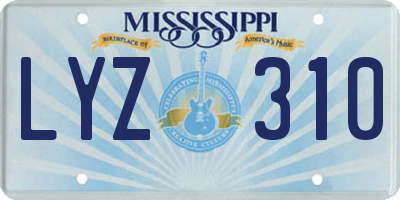 MS license plate LYZ310