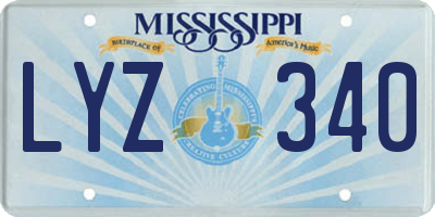 MS license plate LYZ340