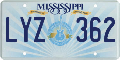 MS license plate LYZ362