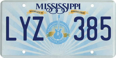 MS license plate LYZ385
