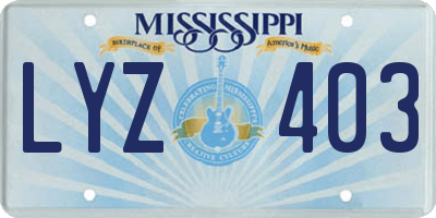 MS license plate LYZ403