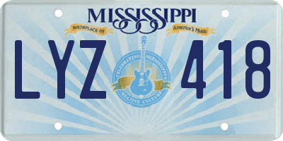MS license plate LYZ418