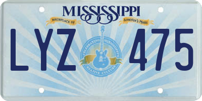 MS license plate LYZ475
