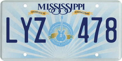 MS license plate LYZ478