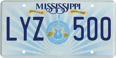 MS license plate LYZ500