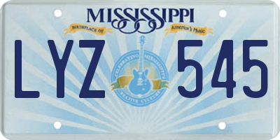 MS license plate LYZ545