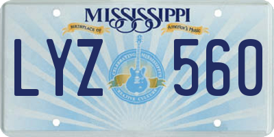 MS license plate LYZ560