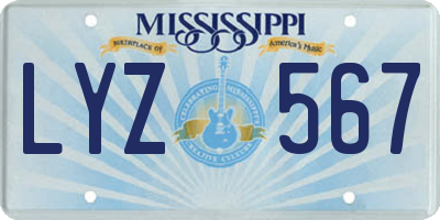 MS license plate LYZ567