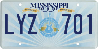 MS license plate LYZ701