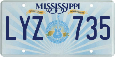 MS license plate LYZ735