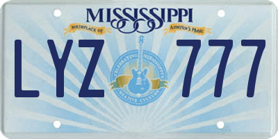MS license plate LYZ777