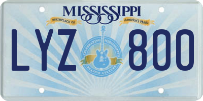 MS license plate LYZ800