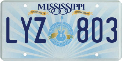 MS license plate LYZ803