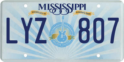 MS license plate LYZ807