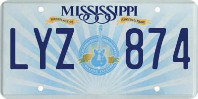 MS license plate LYZ874