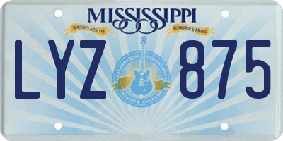 MS license plate LYZ875